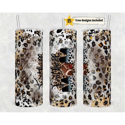 20oz skinny tumbler football mom leopard designs template straight png file download football mom sport tumbler design