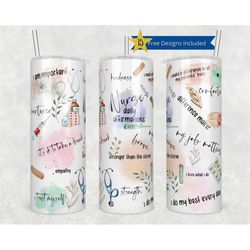 20 oz skinny tumbler nurse daily affirmations sublimation design png instant digital only - straight design positive nur