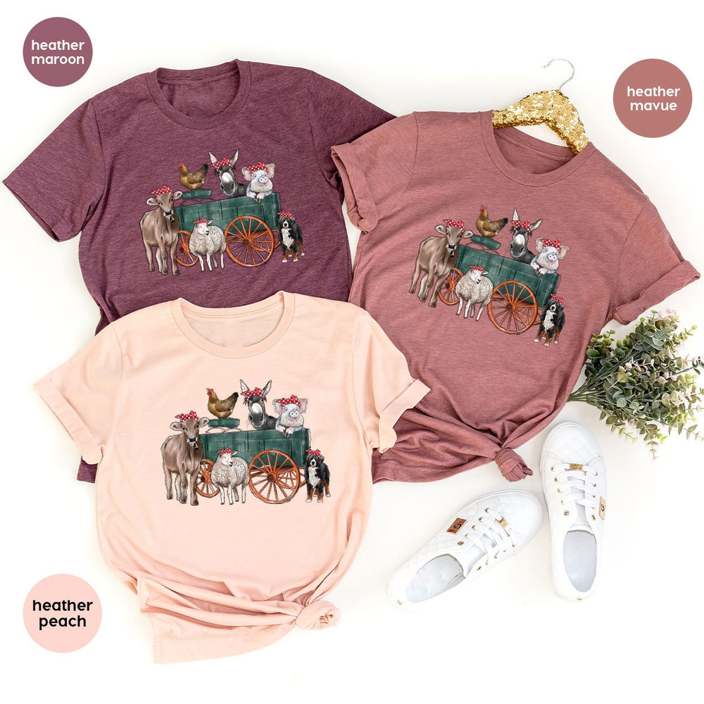 Farm Shirt, Cute Animal Graphic Tees, Farm Animal Shirt, Farm Gift, Farmer Vneck Shirt, Cow Shirt, Chicken TShirt, Farm Outfit, Gift for Her - 4.jpg