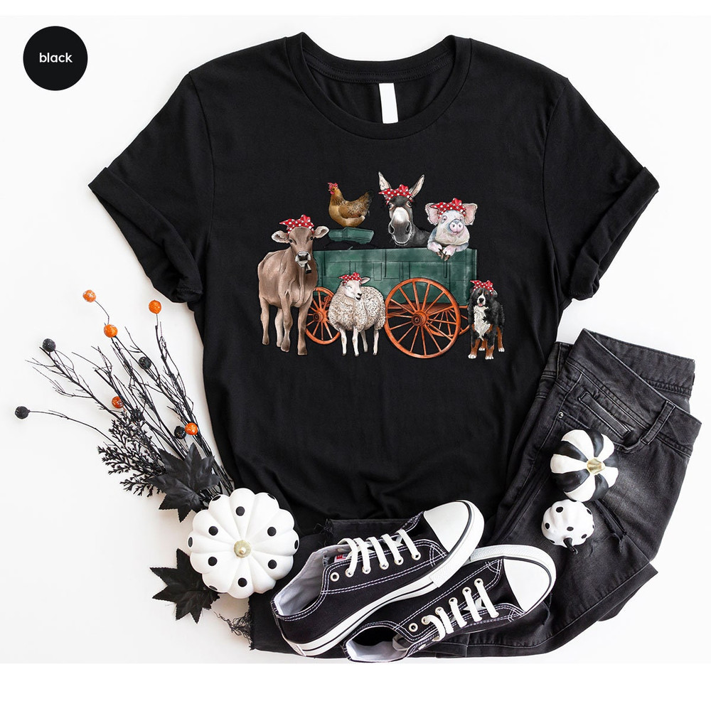 Farm Shirt, Cute Animal Graphic Tees, Farm Animal Shirt, Farm Gift, Farmer Vneck Shirt, Cow Shirt, Chicken TShirt, Farm Outfit, Gift for Her - 6.jpg