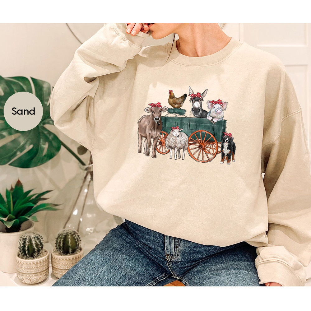 Farm Shirt, Cute Animal Graphic Tees, Farm Animal Shirt, Farm Gift, Farmer Vneck Shirt, Cow Shirt, Chicken TShirt, Farm Outfit, Gift for Her - 7.jpg