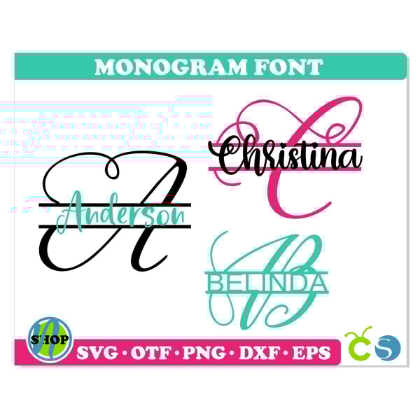Split Monogram Font svg otf, Split Calligraphy Monogram font | Inspire ...