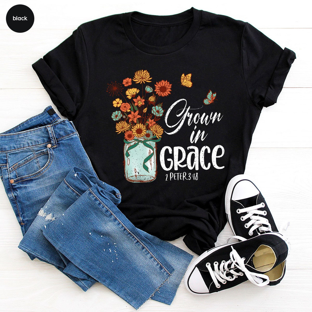 Floral Bible Verse Shirt, Flower Butterfly Graphic Tee, Retro Christian Clothing, Jesus Faith Shirts For Women, Religious Gifts For Her - 2.jpg