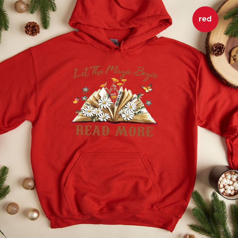 Floral Books Sweatshirt, Flowers Hoodies, Magic Books Long Sleeve Shirt, Reading Book Hoodie, Gifts for Librarian, Cute Bookworm Sweatshirts - 4.jpg