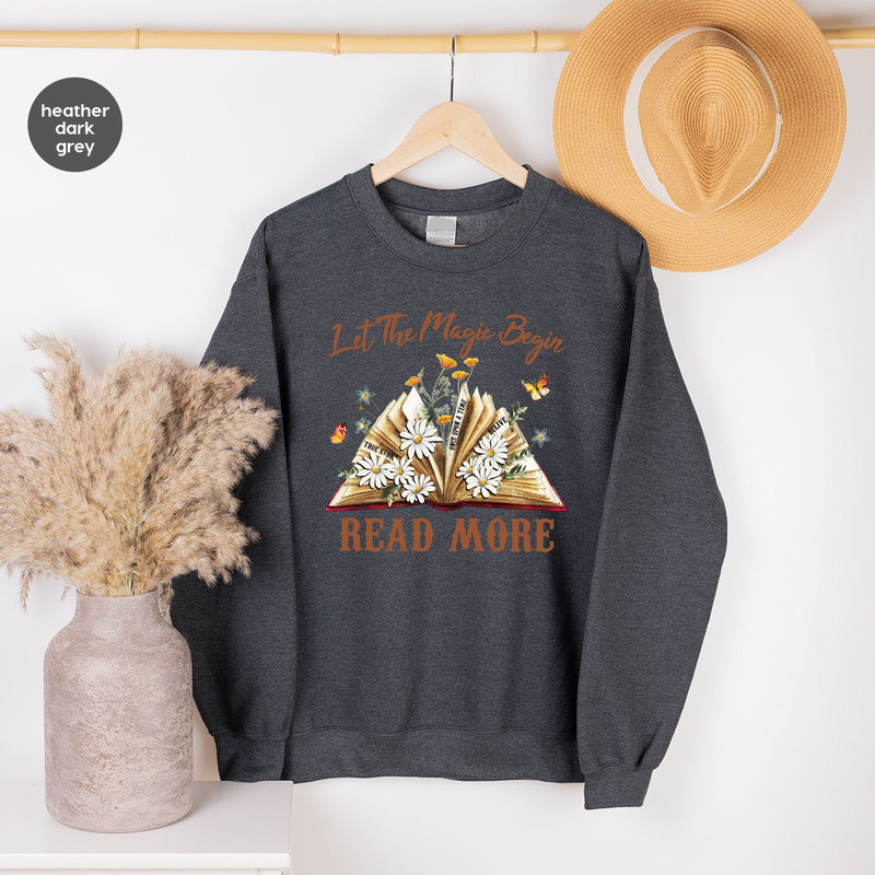 Floral Books Sweatshirt, Flowers Hoodies, Magic Books Long Sleeve Shirt, Reading Book Hoodie, Gifts for Librarian, Cute Bookworm Sweatshirts - 6.jpg