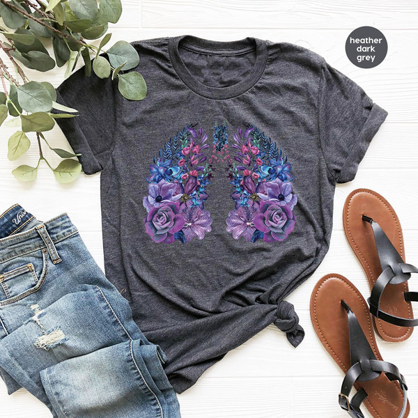 Floral Cystic Fibrosis Shirt, Cystic Fibrosis Gift, Lung Graphic Tees, Invisible Illness Tees, Gift for Her, Cystic Fibrosis Survivor Outfit - 2.jpg