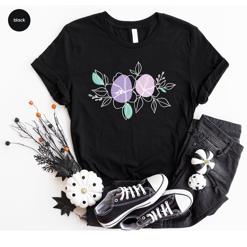 Floral Graphic Tees, Botanical T-Shirt, Flower Shirt, Gifts for Her, Plant Shirt, Nature Vneck Shirt, Gift for Mom, Shirt for Women - 4.jpg
