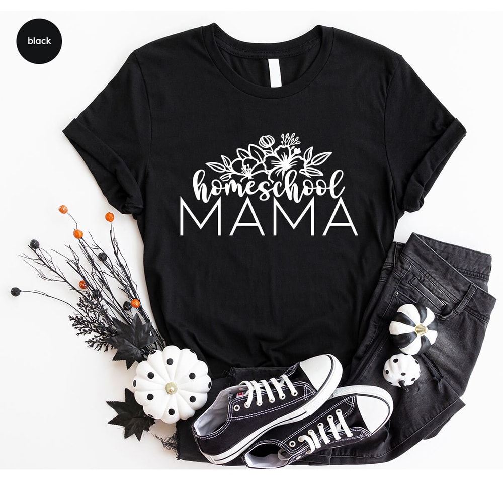 Floral Homeschool Mama TShirt, Mothers Day Gift, Christian Mama Shirt, Mothers Day Shirt, Cute Mommy Vneck Shirt, Religious Mom Graphic Tees - 6.jpg