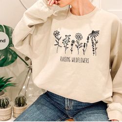 floral long sleeve shirts, gifts for her, vintage hoodies and sweaters, flower crewneck sweatshirt, botanical gifts, mot