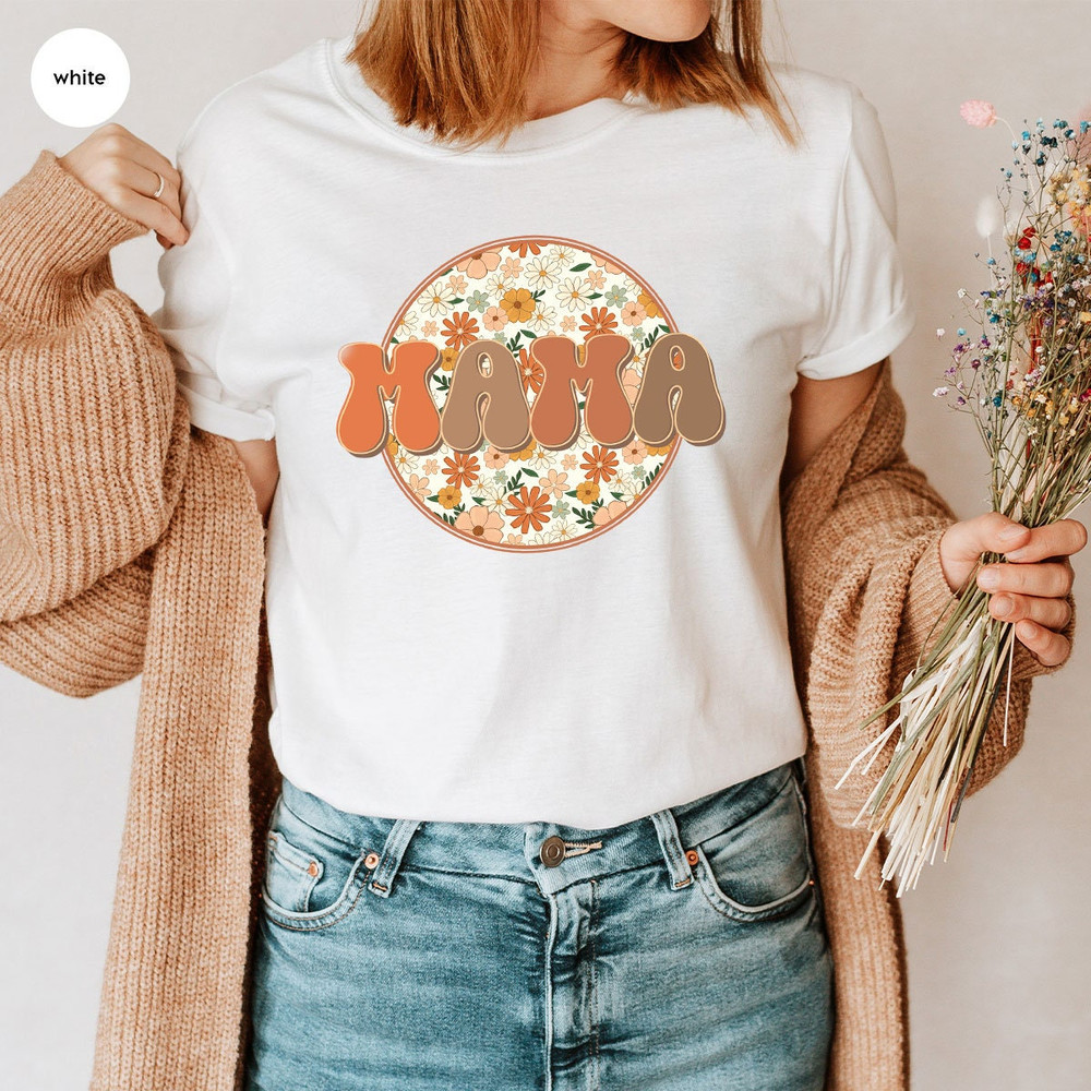 Floral Mama Shirt, Mothers Day Gift, Retro Mom T-Shirt, Mothers Day Shirt, Groovy Mother Vneck Shirt, Cute Mother Gift, Grandma Shirts - 4.jpg