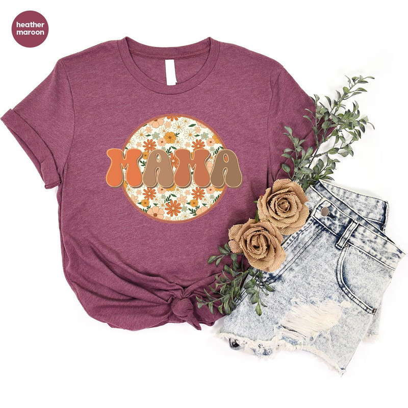 Floral Mama Shirt, Mothers Day Gift, Retro Mom T-Shirt, Mothers Day Shirt, Groovy Mother Vneck Shirt, Cute Mother Gift, Grandma Shirts - 6.jpg