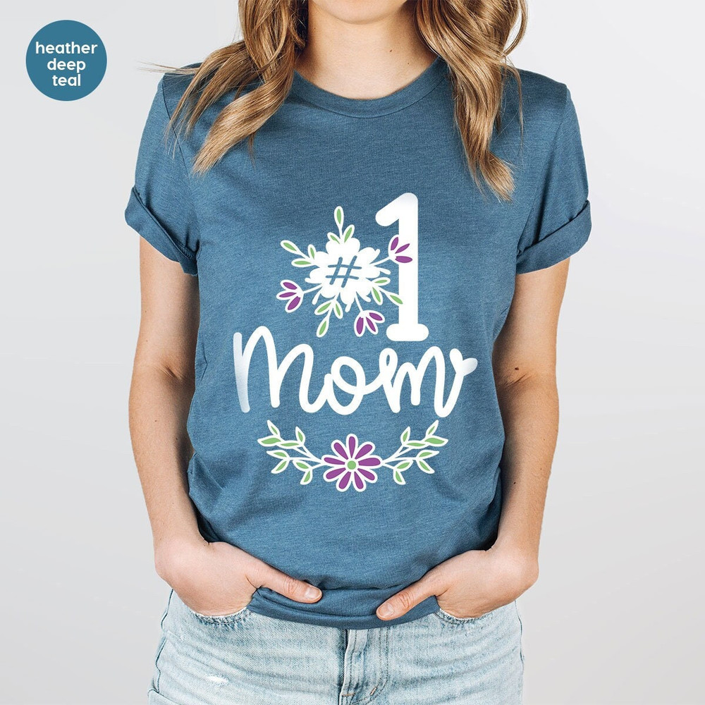 Floral Mothers Day Shirt, Mothers Day Gift, Gift for Mother, Cute Mama Vneck T-Shirt, Cute Graphic Tees, New Mom Gifts, Best Mom T Shirt - 1.jpg