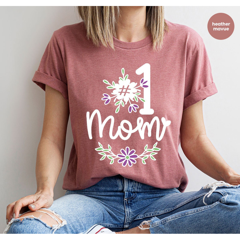Floral Mothers Day Shirt, Mothers Day Gift, Gift for Mother, Cute Mama Vneck T-Shirt, Cute Graphic Tees, New Mom Gifts, Best Mom T Shirt - 2.jpg