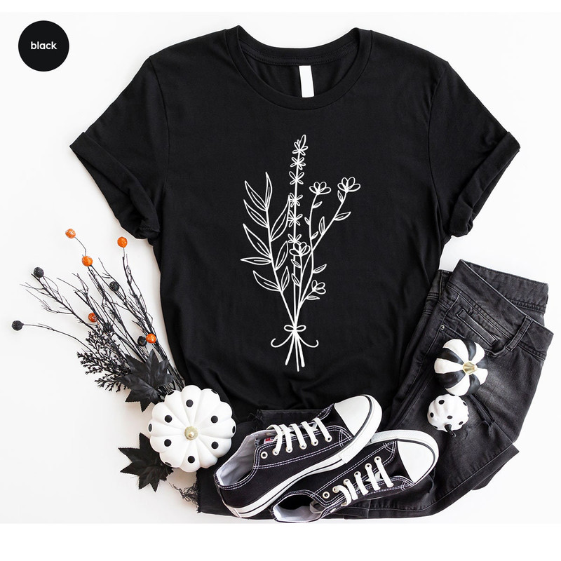 Floral Tshirts, Minimalist Flowers Shirt, Cute Flower Graphic Tees, Botanical Women Gifts, Inspirational Tshirts, Wild Flower Design Shirts - 2.jpg