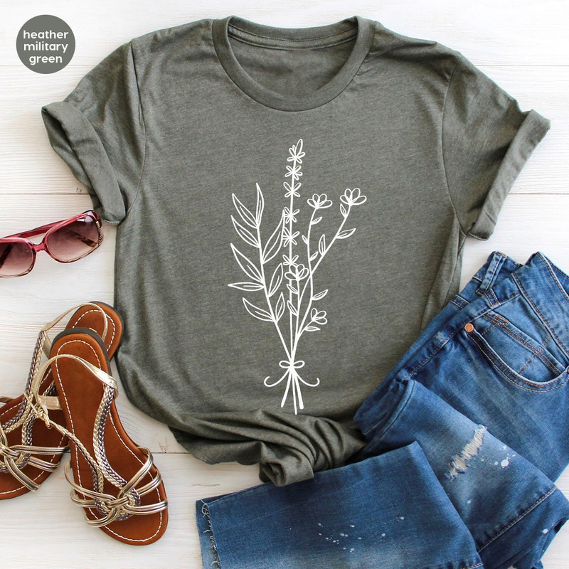 Floral Tshirts, Minimalist Flowers Shirt, Cute Flower Graphic Tees, Botanical Women Gifts, Inspirational Tshirts, Wild Flower Design Shirts - 5.jpg