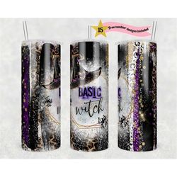 halloween 20 oz skinny tumbler basic witch sublimation design png, digital, autumn design, witchy vibes tumbler, spooky