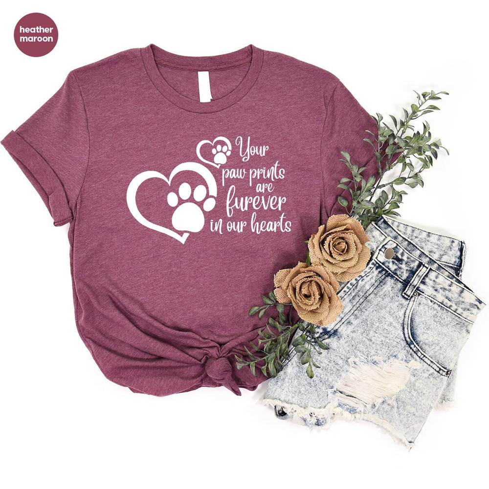 Forever In Our Hearts Shirt, Pet Memorial Tshirt, Bereavement Outfit, Dog Memorial Gifts, Dog Loss Tees, Cat Mom VNeck Shirt, Rest In Peace - 10.jpg