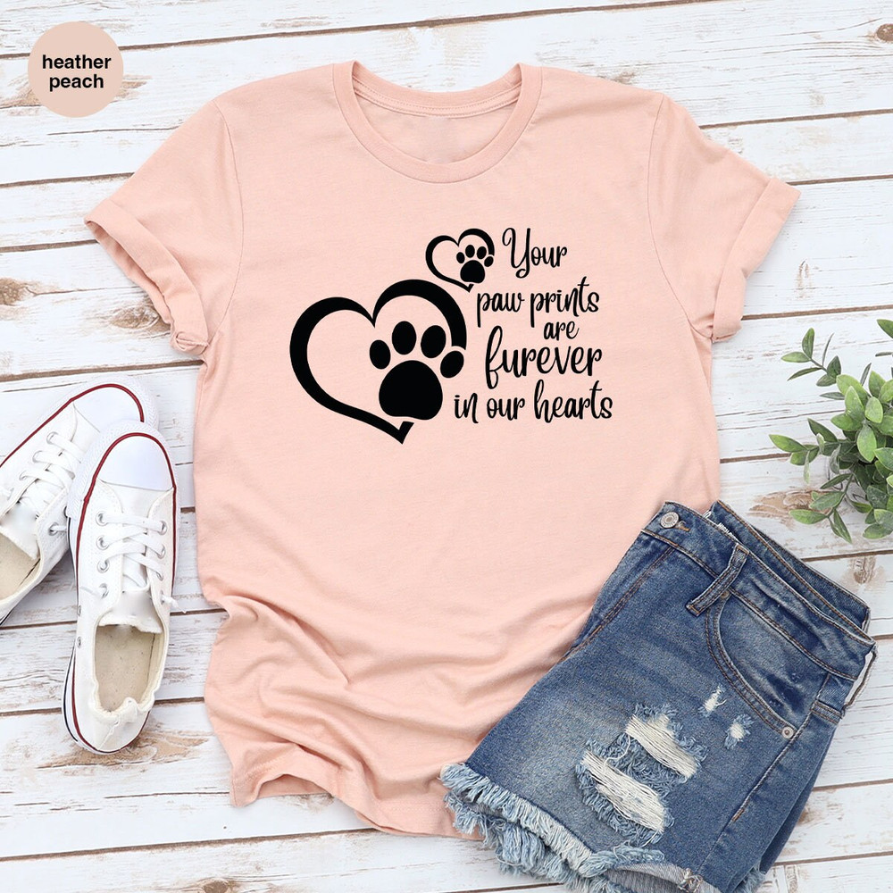Forever In Our Hearts Shirt, Pet Memorial Tshirt, Bereavement Outfit, Dog Memorial Gifts, Dog Loss Tees, Cat Mom VNeck Shirt, Rest In Peace - 5.jpg