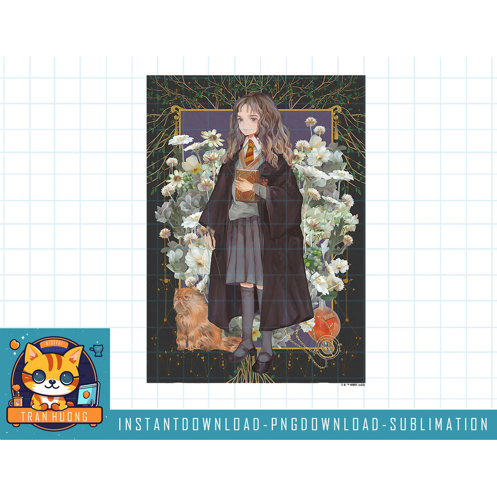 Harry Potter Deathly Hallows 2 Hermione Floral Portrait png, sublimate, digital download.jpg
