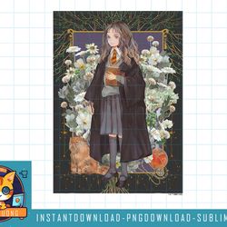 harry potter deathly hallows 2 hermione floral portrait png, sublimate, digital download