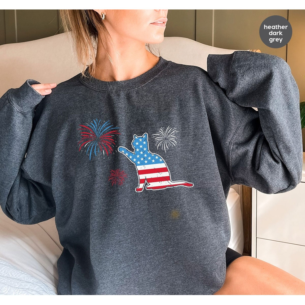 Funny American Cat Sweatshirt, Cat Lover, Patriotic Long Sleeve, Independence Day Hoodie, Cat Owner, US Flag Sweatshirt, Celebration - 1.jpg