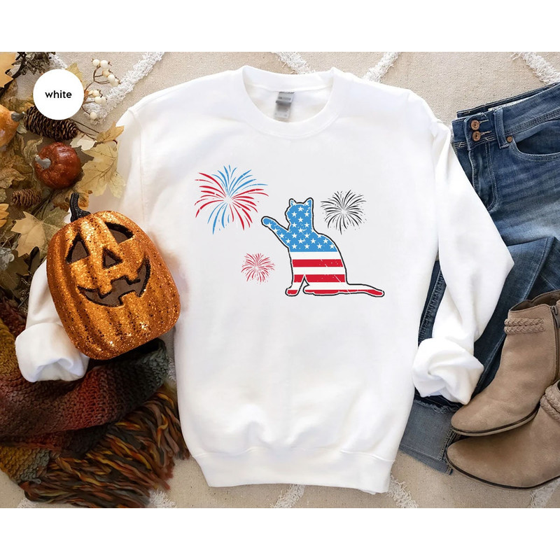 Funny American Cat Sweatshirt, Cat Lover, Patriotic Long Sleeve, Independence Day Hoodie, Cat Owner, US Flag Sweatshirt, Celebration - 3.jpg