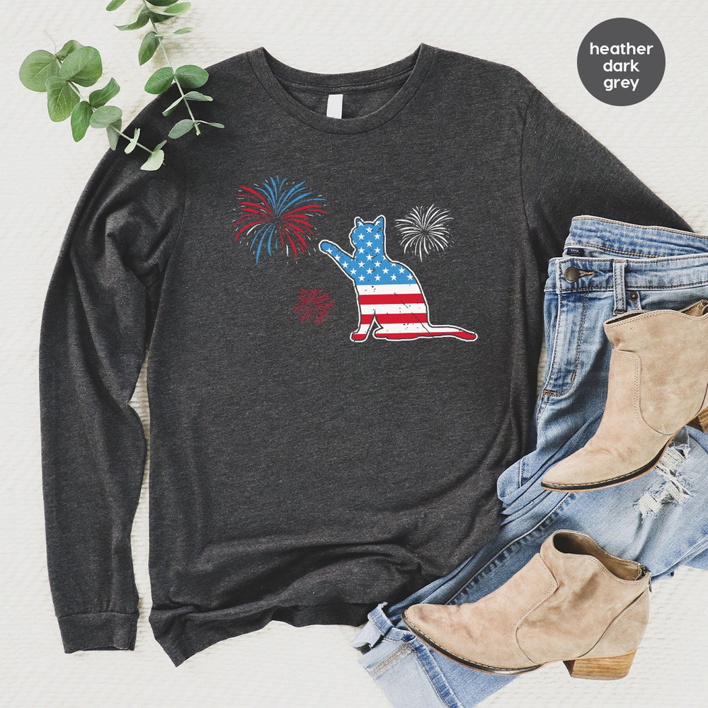 Funny American Cat Sweatshirt, Cat Lover, Patriotic Long Sleeve, Independence Day Hoodie, Cat Owner, US Flag Sweatshirt, Celebration - 4.jpg