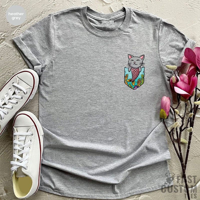Funny Cat Pocket Shirt, Cat Mom T Shirt, Cute Cat TShirt, Gift For Cat Lover, Cat Owner Tee, Cat Mama T-Shirt, Fur Mama Tee - 3.jpg