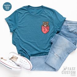 funny cat pocket t-shirt, cat mom shirt, cat mama t shirt, cat lover shirts, mother's day gift, cute cat t-shirt, meow s