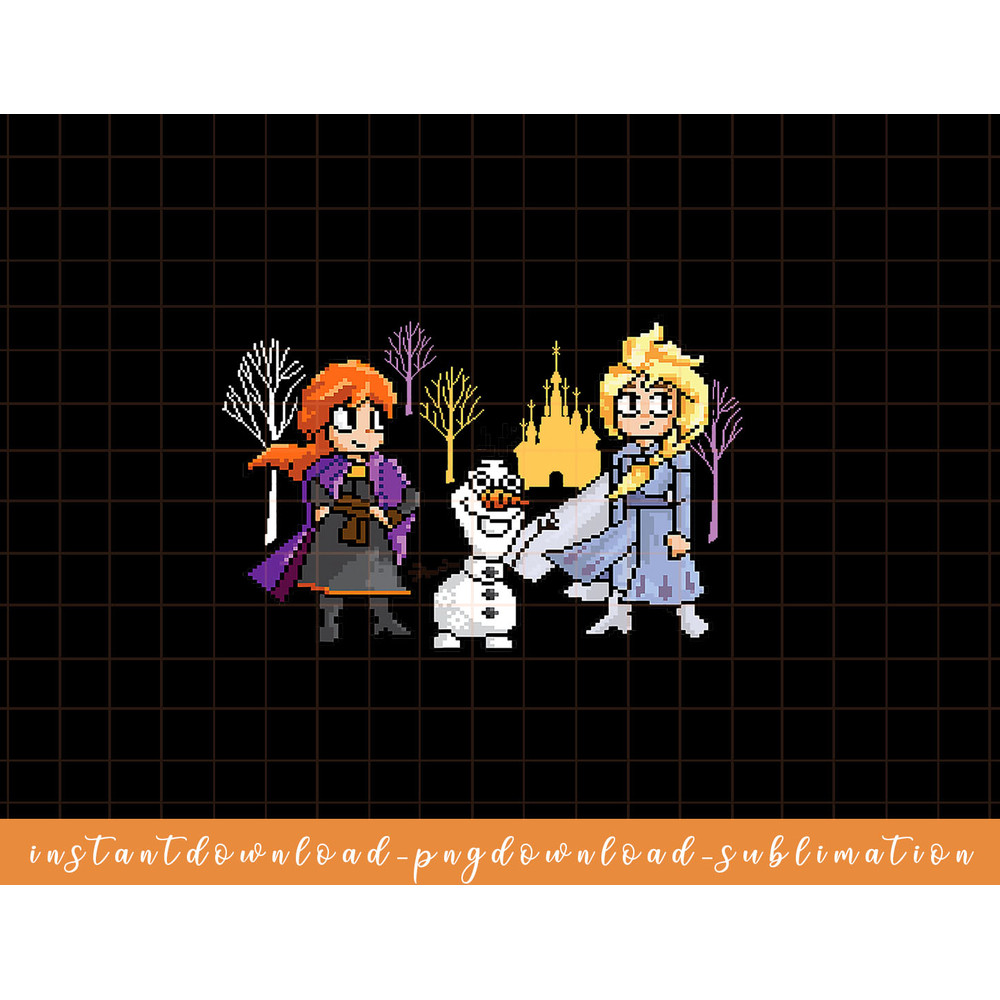 Disney Frozen 2 Anna, Elsa and Olaf 8-Bit Pixilated png, sublimate, digital download.jpg