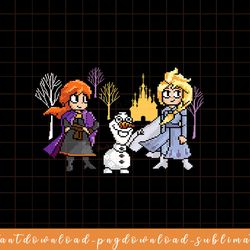 disney frozen 2 anna, elsa and olaf 8-bit pixilated png, sublimate, digital download