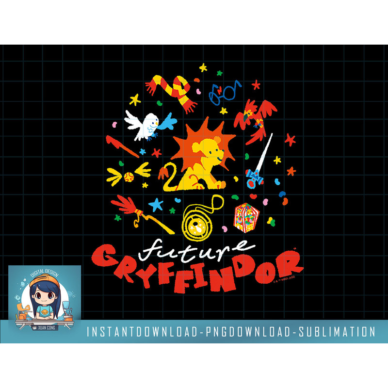 Harry Potter Deathly Hallows 2 Future Gryffindor Doodle png, sublimate, digital download.jpg