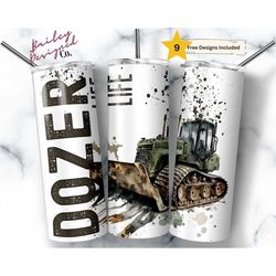 bulldozer life 20 oz skinny tumbler sublimation design digital download png instant digital only, dozer tumbler, constru