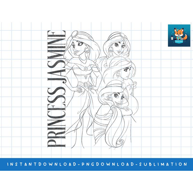 Disney Aladdin Princess Jasmine Princess Sketches png, sublimate, digital print.jpg