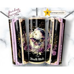 the death moth tarot card 20 oz skinny tumbler sublimation design digital download png instant digital only, witchy cele