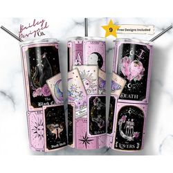 tarot cards 20 oz skinny tumbler sublimation design digital download png instant digital only, celestial tumbler, witchy