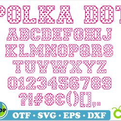 polka dot font ttf, polka dot font svg cricut, polka dot pattern letters svg, polka dot numbers, pink font svg