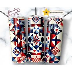 american quilt pattern 20 oz skinny tumbler sublimation design digital download png instant digital only, patchwork quil