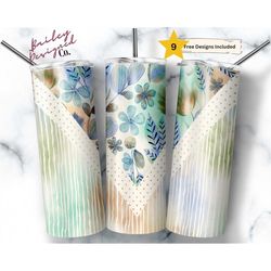 neutral boho 20oz sublimation tumbler designs, floral v split 9.2 x 8.3 straight skinny tumbler wrap png, flowers tumble