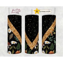 celestial mushrooms 20oz sublimation tumbler designs, goblincore v split 9.2 x 8.3 straight skinny tumbler wrap png, boh