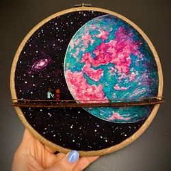 Commissions. One available slots. 3D Surreal hoop art Welcome to Galaxy. 7 inches