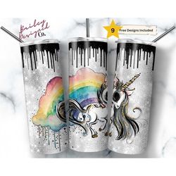 pastel goth unicorn 20 oz skinny tumbler sublimation design digital download png instant digital only, skeleton tumbler