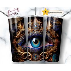 magical evil eye 20 oz skinny tumbler sublimation design digital download png instant digital only, witchy vibes tumbler