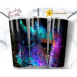 alcohol ink nordic viking 20 oz skinny tumbler sublimation design digital download png instant digital only, norseman tu