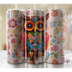3d effect skinny owl tumbler wrap design png 20oz sublimation straign & tapered 20 oz tumbler digital
