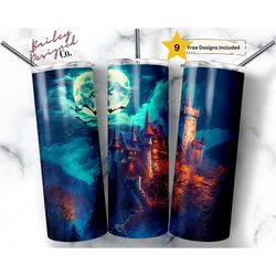 magical dracula's castle 20 oz skinny tumbler sublimation design digital download png instant digital only, halloween tu
