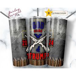 god guns and trump 20 oz skinny tumbler sublimation design digital download png instant digital only, america tumbler
