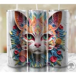 3d effect skinny cat tumbler wrap design png 20oz sublimation straign & tapered 20 oz tumbler digital