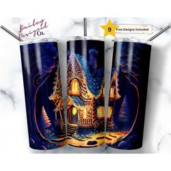 magical gingerbread house 20 oz skinny tumbler sublimation design digital download png instant digital only, enchanted f