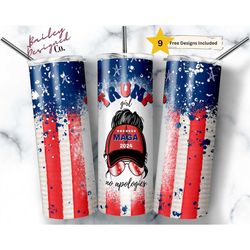 trump girl no apologies 20 oz skinny tumbler sublimation design digital download png instant digital only, america tumbl